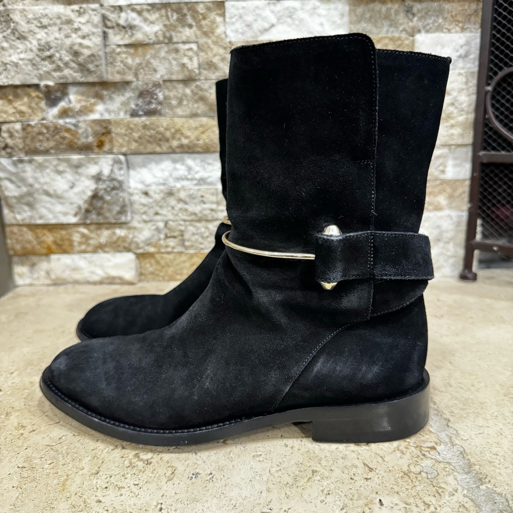 BALENCIAGA Women’s Black Suede Block Heel Ankle Boots EUR Size 36 / US Size 6 - Picture 5 of 11